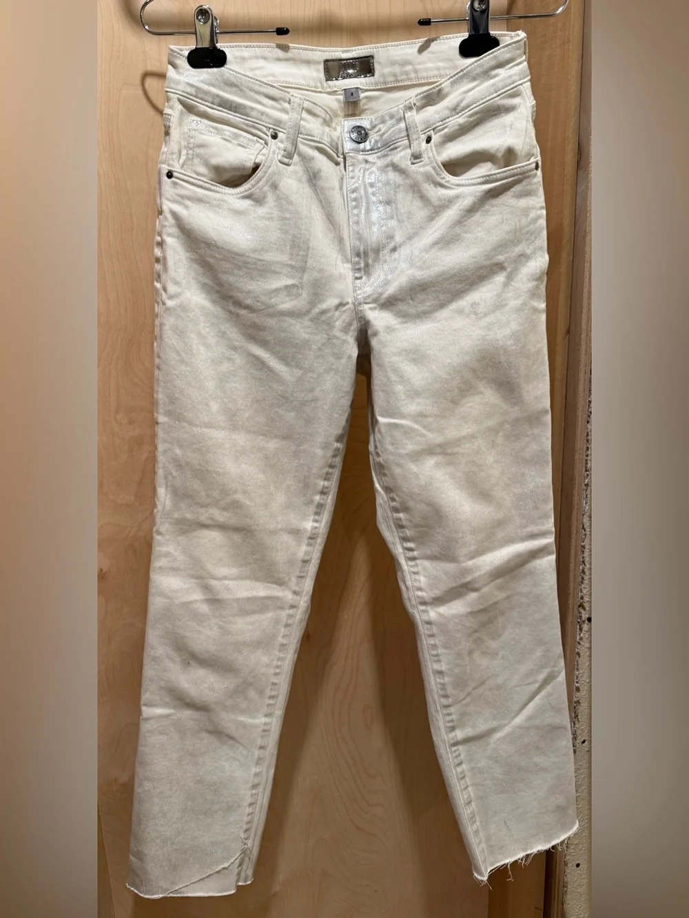 Kut from the Kloth Reese High Rise Ankle Straight with Metallic Finish Size 4